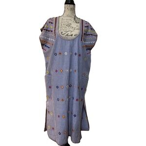 Valiante Blue Cotton Embroidered Sun Dress Size 2